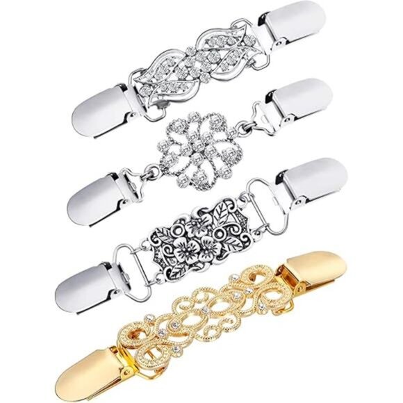 4 Pieces Vintage Sweater Shawl Clips Retro Cardigan Collar Clips Dress Shirt - Picture 7 of 7